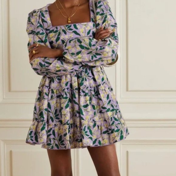 NWOT FANCY FLOWER LILAC SHORT DRESS - Picture 1 of 2